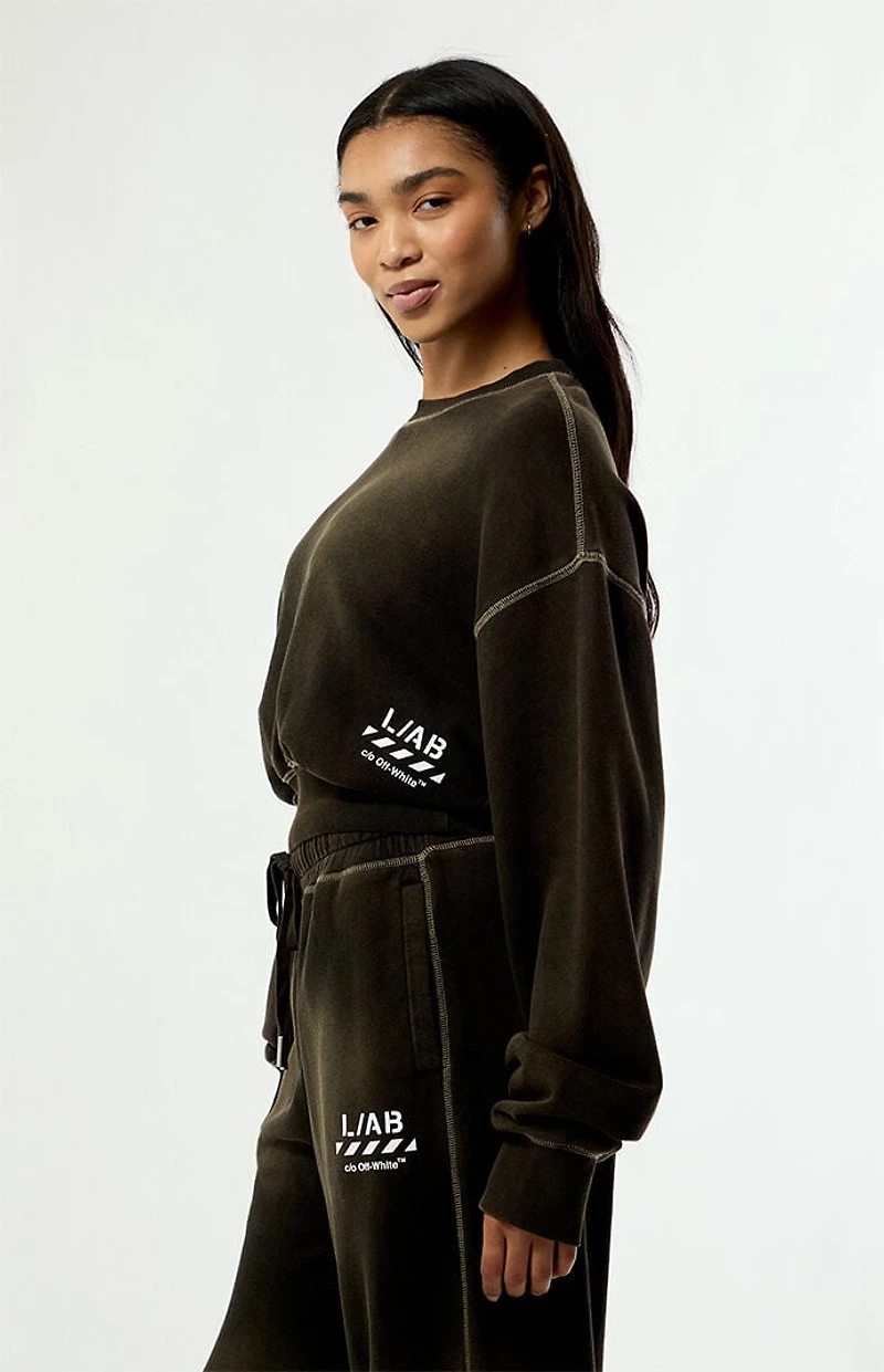 L/AB c/o Off-White Cropped Crew Neck Sweatshirt