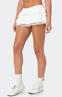 Edikted Lacey Ruffled Bloomer Skort