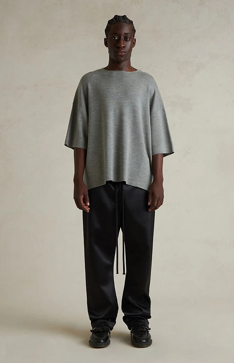 Fear of God ESSENTIALS Concrete Heather Merino Wool Short Sleeve Knit T-Shirt