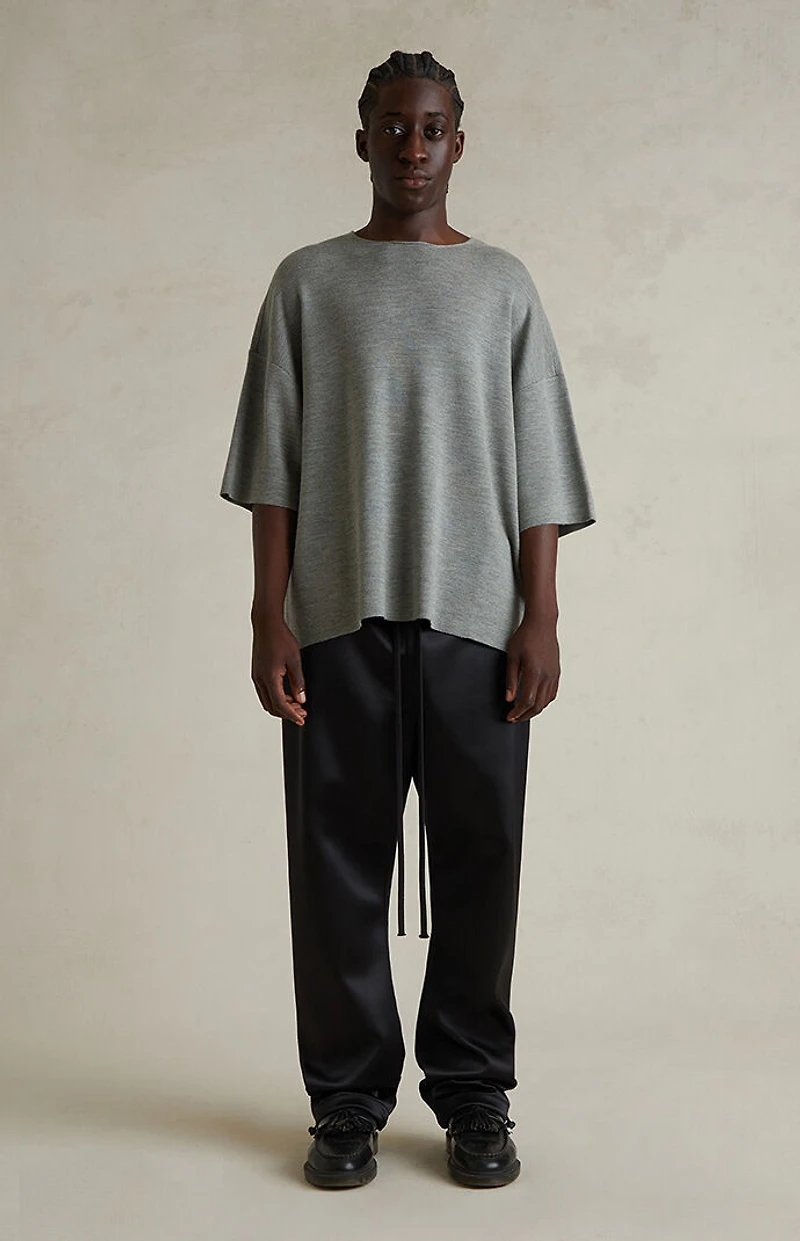 Fear of God ESSENTIALS Concrete Heather Merino Wool Short Sleeve Knit T-Shirt