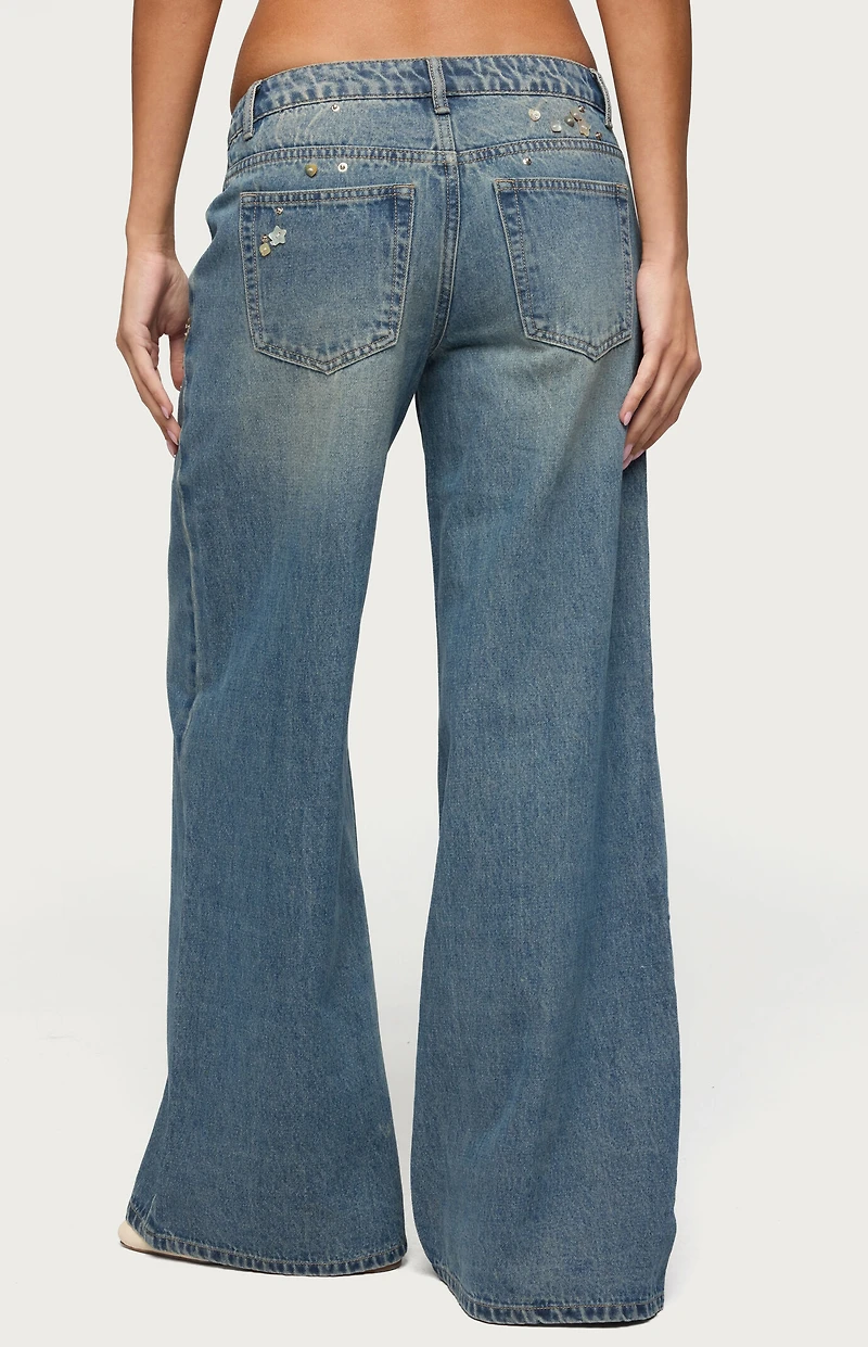 Edikted Mahlia Button Low Rise Baggy Jeans