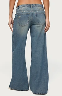 Edikted Mahlia Button Low Rise Baggy Jeans