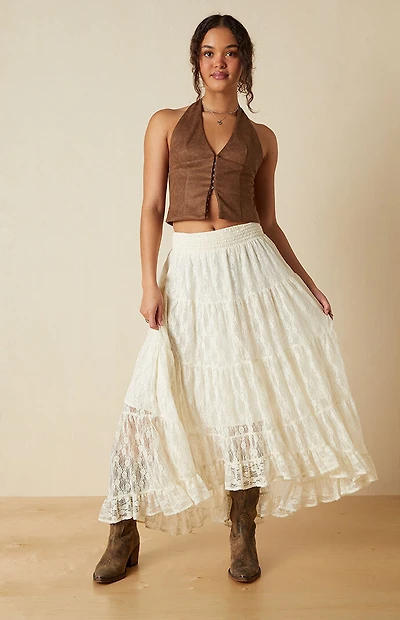 Your Favorite High-Low Lace Midi Skirt