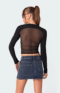 Edikted Azal Half Ribbed Mesh Top