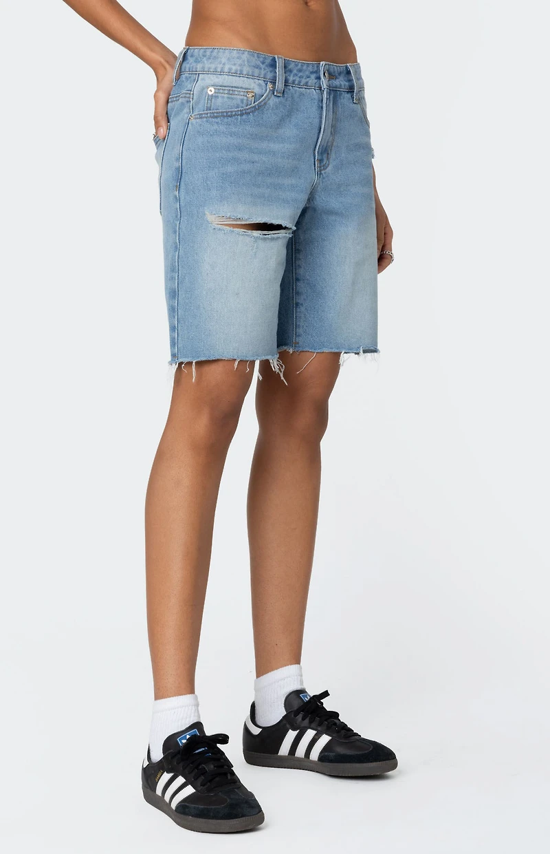 Edikted Riptide Denim Bermuda Shorts