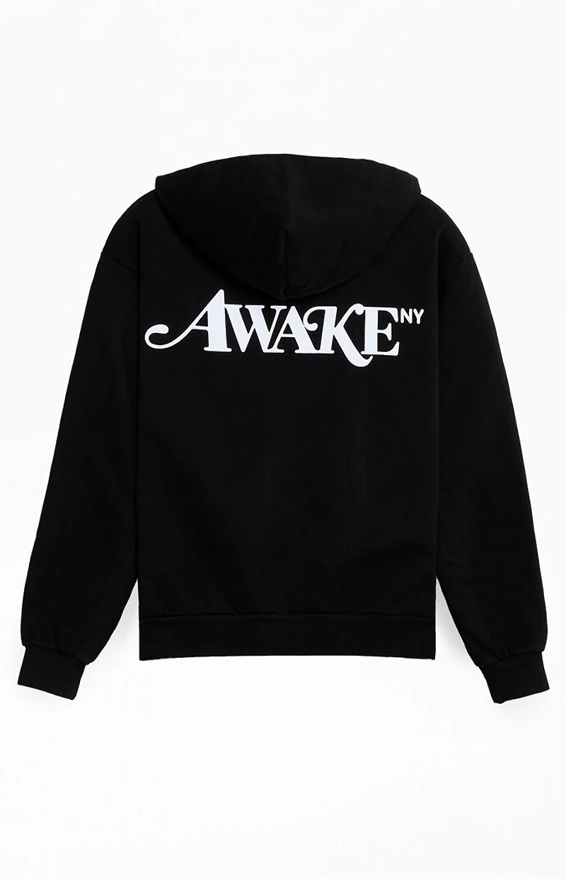 Awake NY Black Logo Full Zip Hoodie