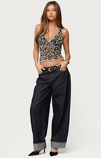 Edikted Araura Velvet Floral Sheer Top