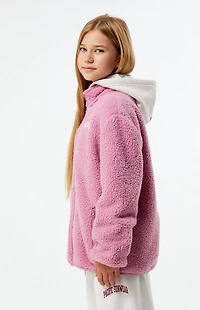 Pacsun Kids Mauve Sherpa Full Zip Shacket