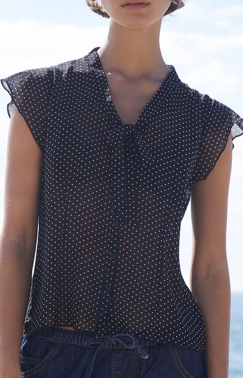 John Galt Polka Dot Tie Top