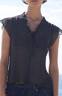 John Galt Polka Dot Tie Top