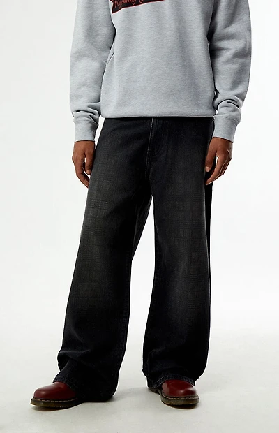 Pacsun Blake Extreme Baggy Jeans Plaid Washed Dark Gray
