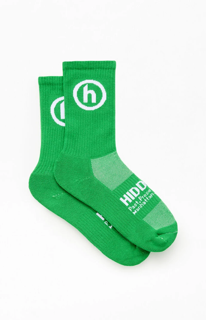 Hidden NY Green & White Classic Crew Socks