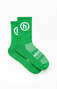 Hidden NY Green & White Classic Crew Socks