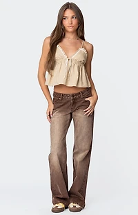 Edikted Claire Linen Look Babydoll Top