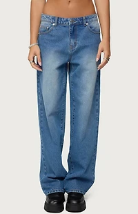 Edikted Rorie Mid Rise Straight Leg Jeans