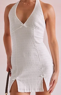 Beverly and Beck Deanna Linen Halter Mini Dress