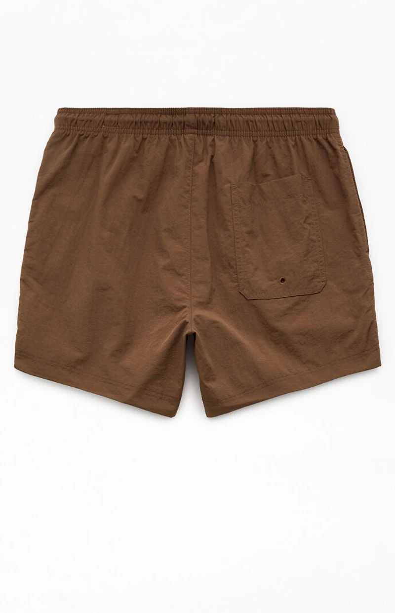 Pacsun Brown Collegiate 4.5'' Swim Trunks