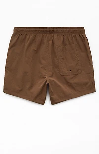 Pacsun Brown Collegiate 4.5'' Swim Trunks