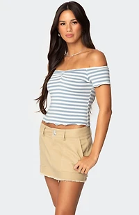 Edikted Shara Striped Off Shoulder Top