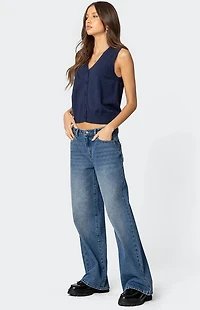 Edikted Cam Button Up Knit Vest Top