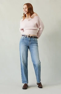 Pacsun Jordyn Low Rise Straight Leg Jeans Stretch Medium Indigo