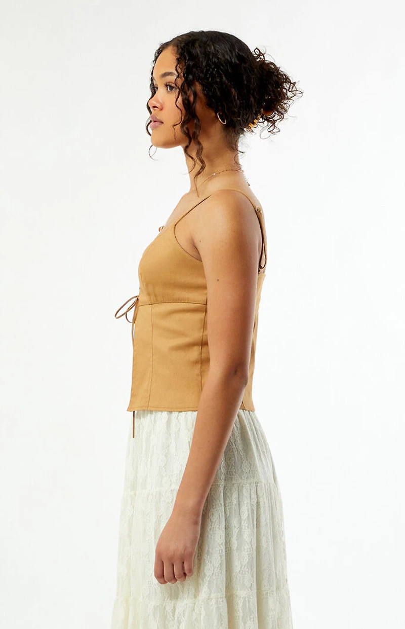 Your Favorite Liz Twill Lace-Up Tank Top