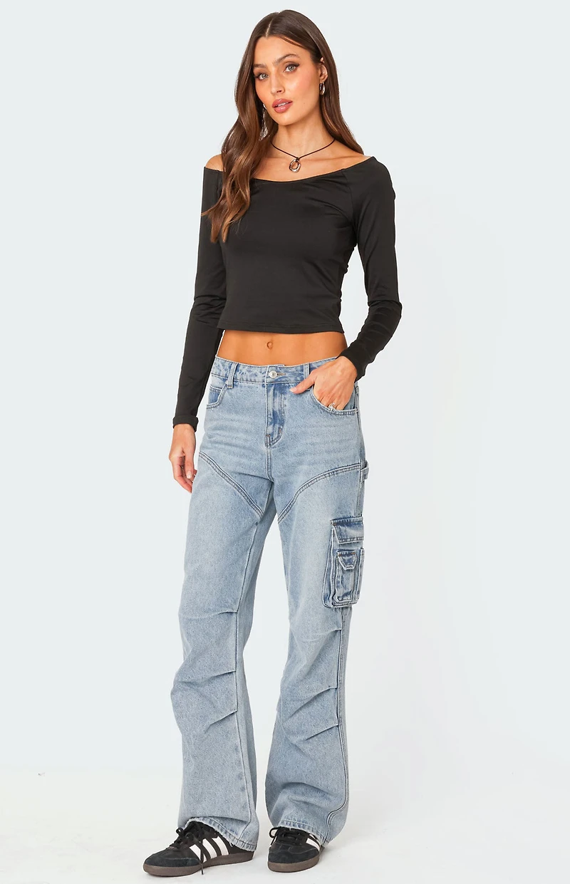 Edikted Tahlia V Neck Off Shoulder Top