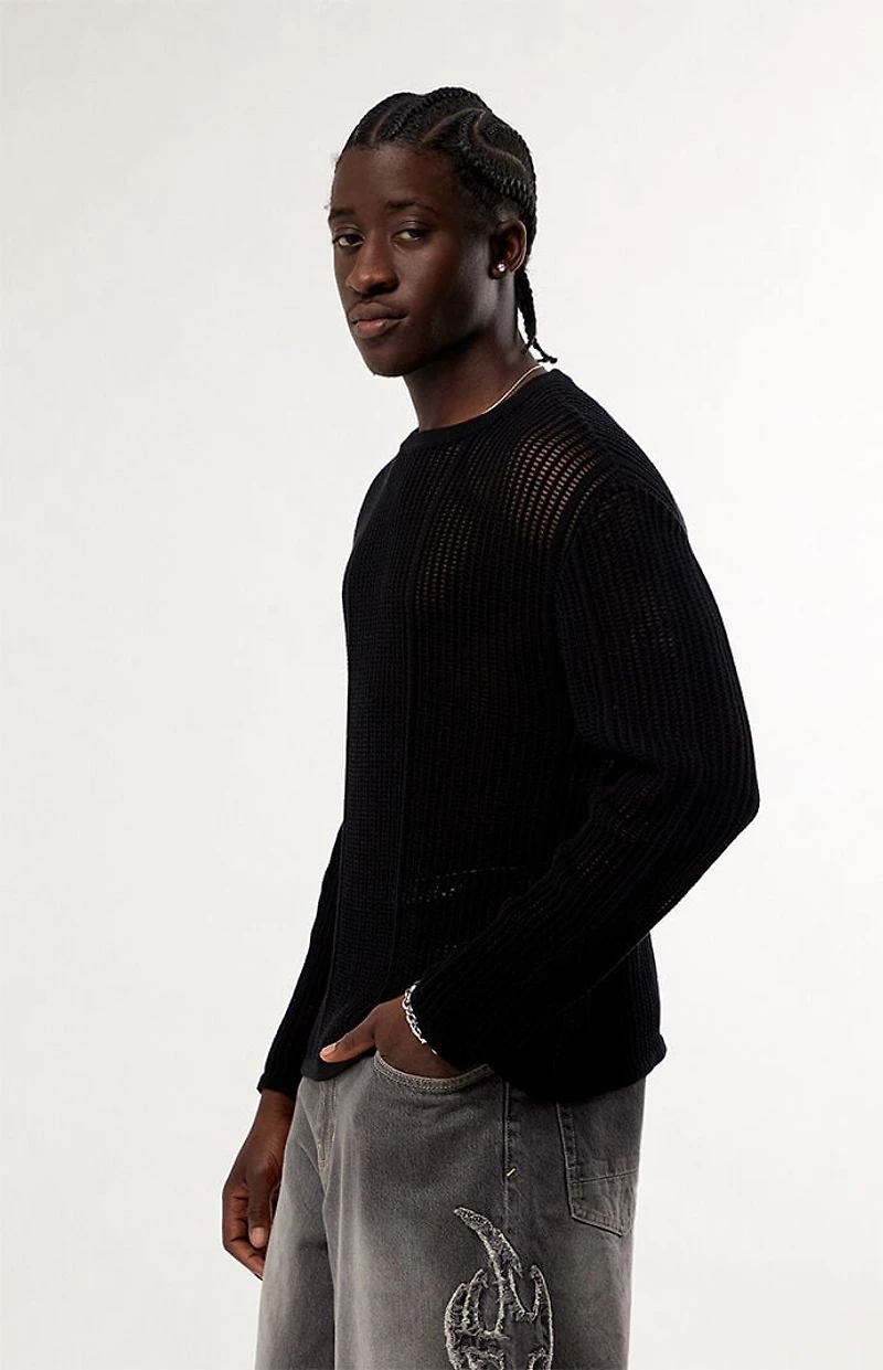 Pacsun Sunset Open Knit Crew Neck Sweater
