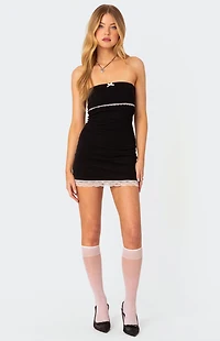 Edikted Miri Lace Trim Mini Dress