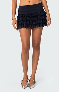 Edikted Maisie Ruffle Lace Mini Skirt