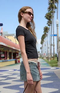 John Galt Black Ashlyn Short Sleeve Top