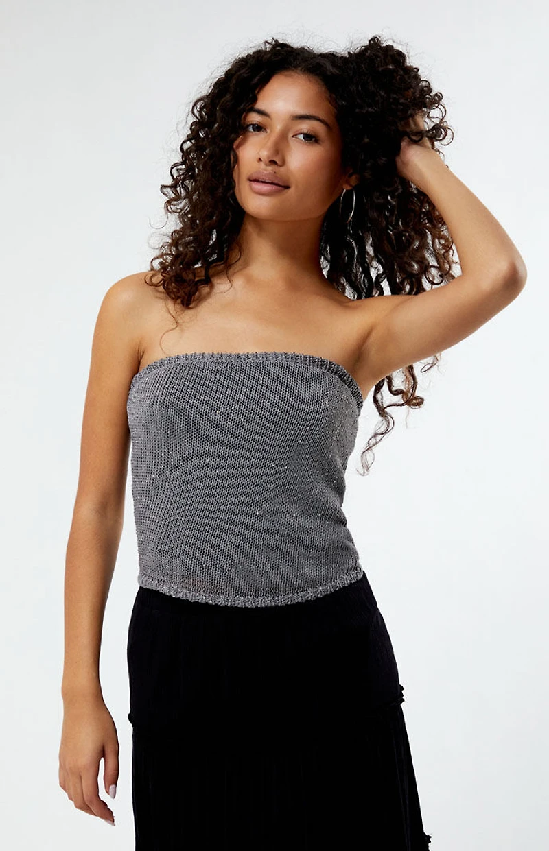 LA Hearts Sawyer Sequin Sweater Tube Top
