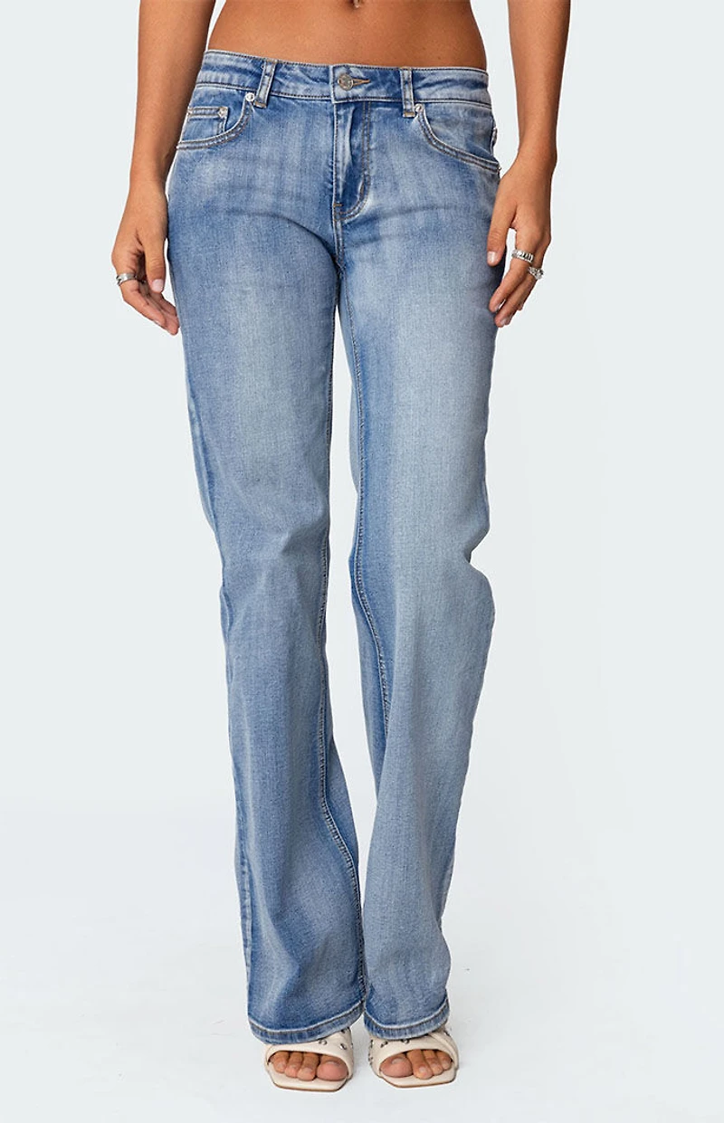 Edikted Bootcut Washed Low Rise Jeans