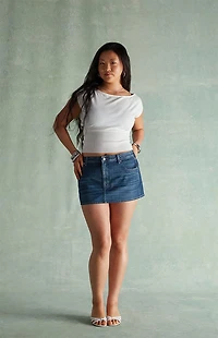 RARE DNM EDIT Piper Dark Indigo Denim Micro Mini Skirt