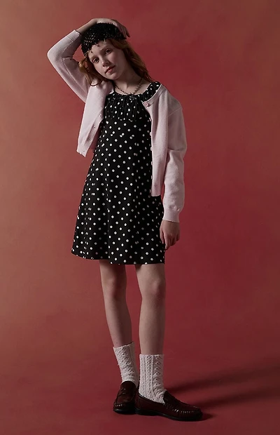 Pacsun Kids Polka Dot Short Sleeve Mini Dress