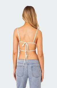 Edikted Cara Sheer Lace Open Back Tank Top