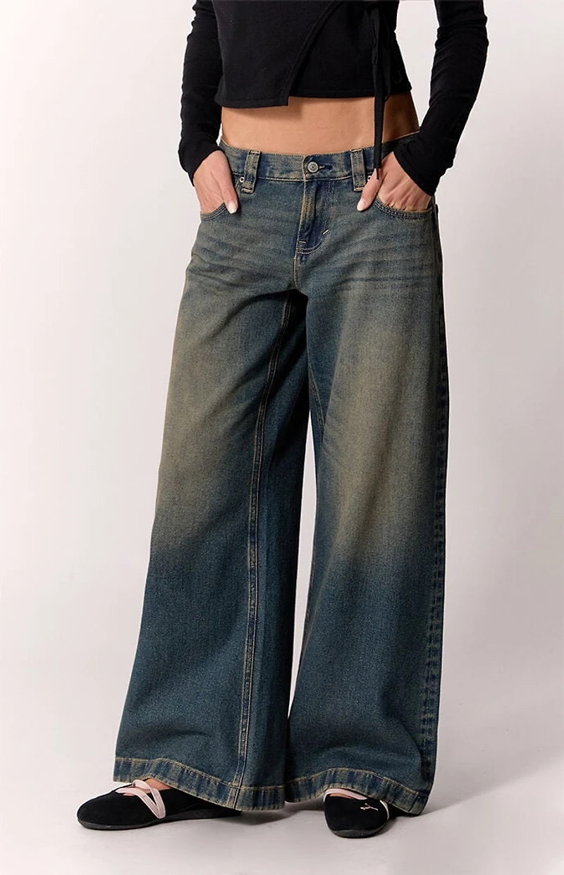 Pacsun Sloane Low Rise Ultra Baggy Jeans Dark Blue Tint
