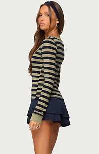 Edikted Rainey Striped Long Sleeve Top