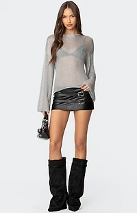 Edikted Drop Shoulder Sheer Knit Sweater