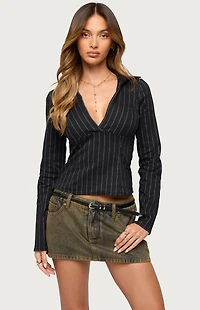 Edikted Araceli Pinstripe Tailored Shirt