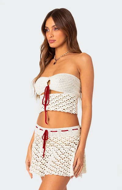 Edikted Jaslene Strapless Crochet Tube Top