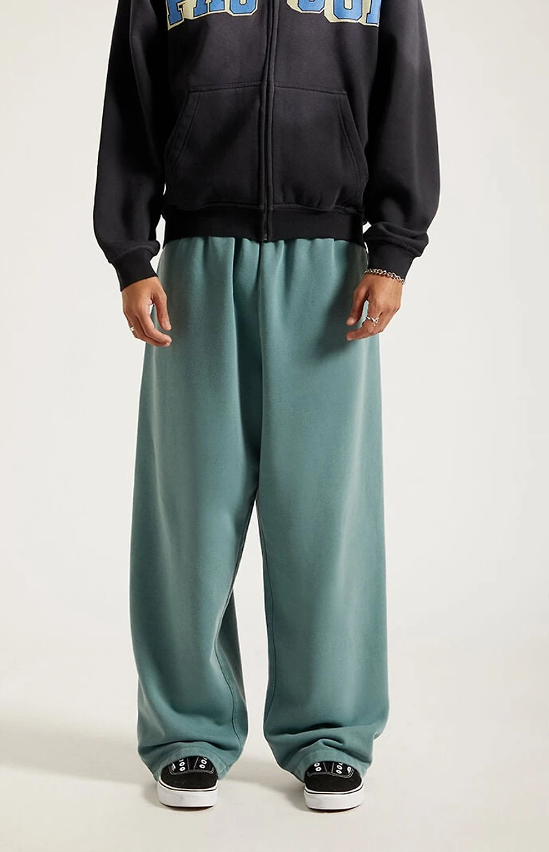 Pacsun Green Washed Fleece Extreme Baggy Sweatpants