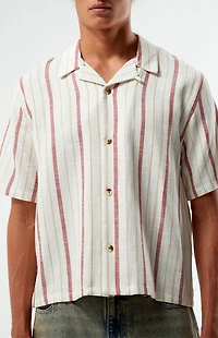 Pacsun White Striped Oversized Camp Shirt