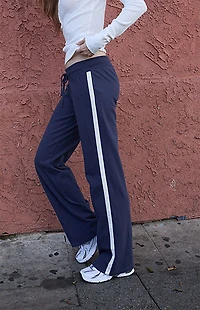 John Galt Blue Hilary Side Stripe Yoga Baggy Sweatpants