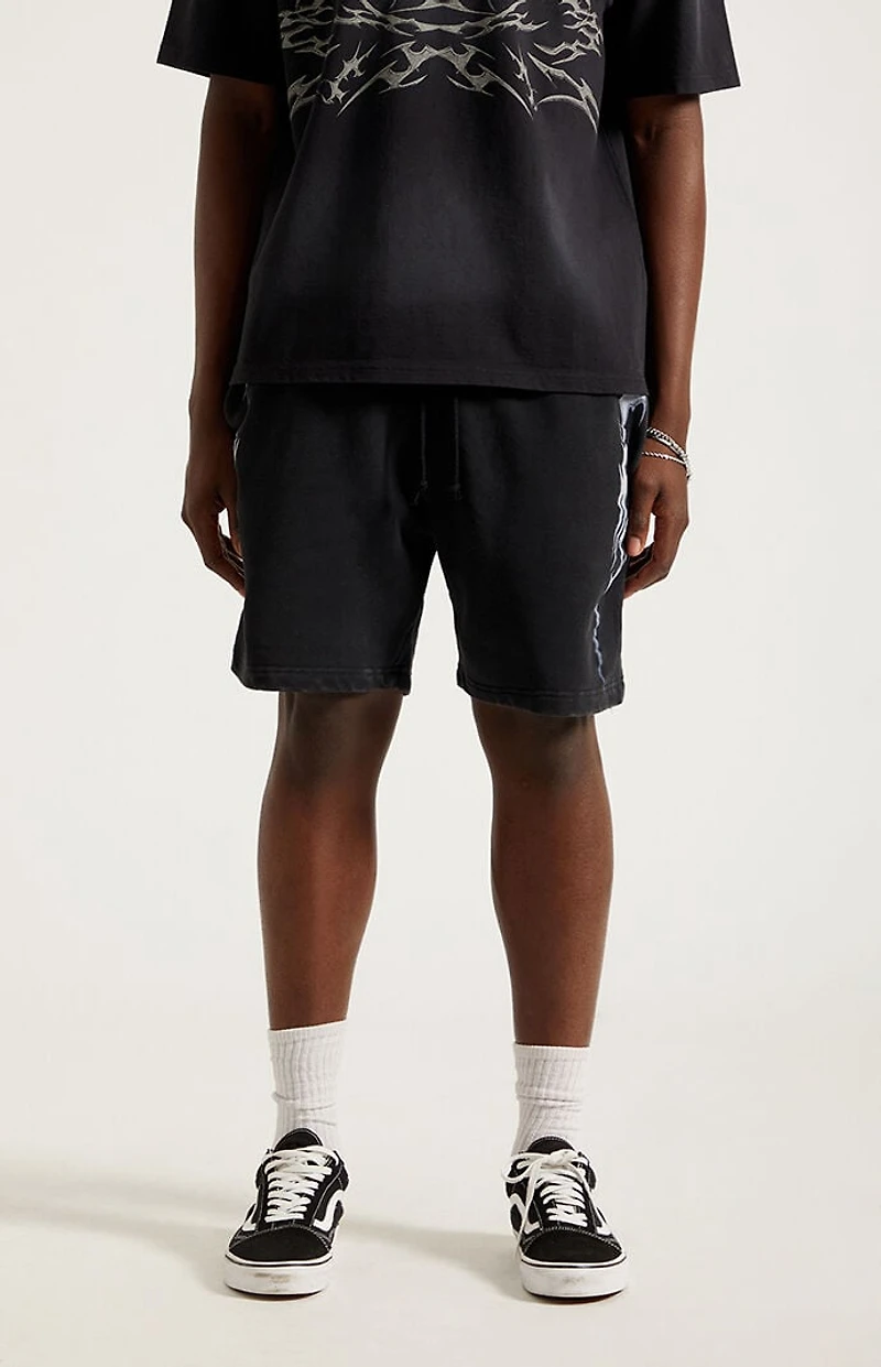 Pacsun Black Graphic Fleece Volley Sweat Shorts