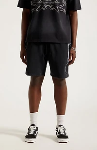 Pacsun Black Graphic Fleece Volley Sweat Shorts