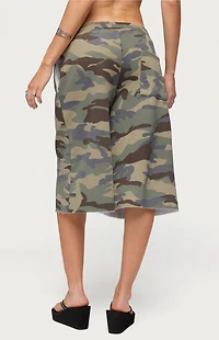 Edikted Camo Rush Oversized Bermuda Shorts