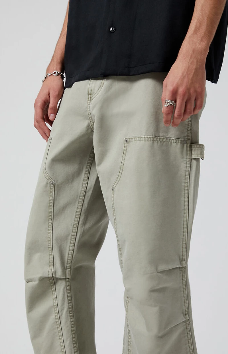 Pacsun Olive Reinforced Knee Panels Baggy Carpenter Pants