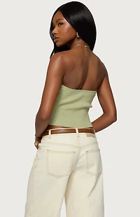 Edikted Bead Cut Out Strapless Knit Top