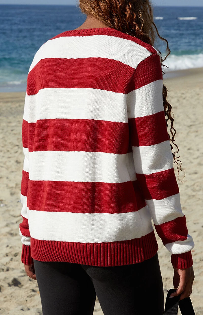 John Galt Red & White Striped Martha Sweater